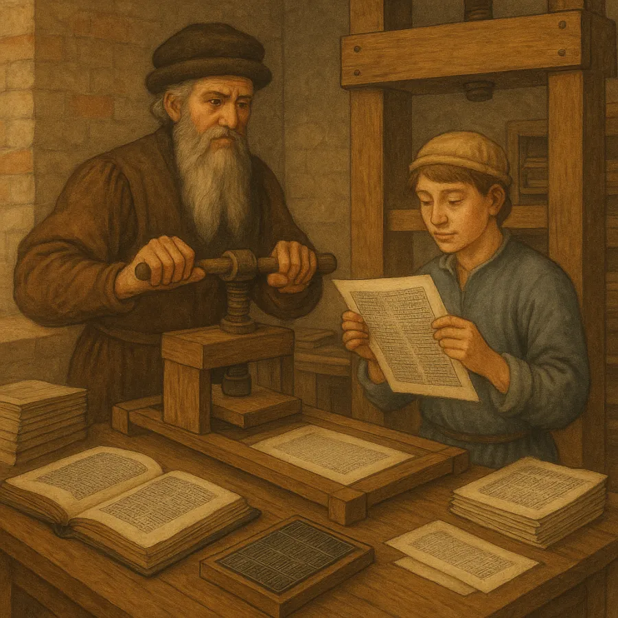 Gutenberg et sa presse à caractères mobiles