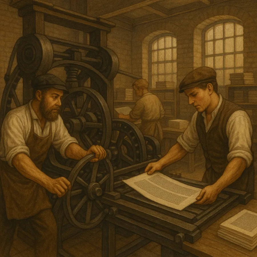 Presse d'imprimerie industrielle du XIXe siècle