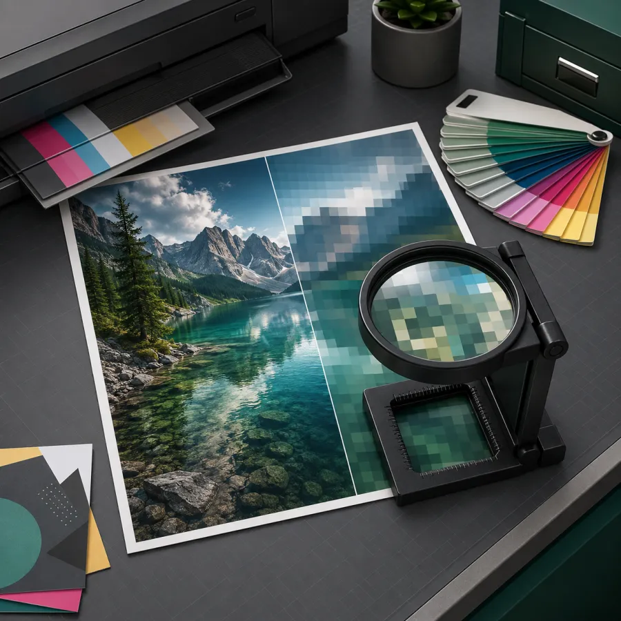 Différence de netteté entre une image en 300 dpi et une image basse résolution pixellisée