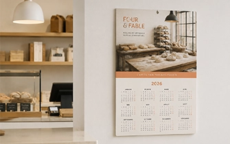 Calendrier de banque mural contrecollé carton