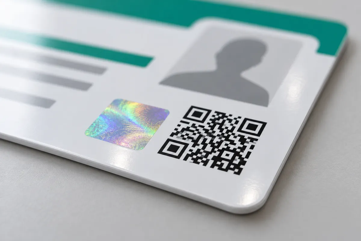 Carte étudiant PVC avec QR code de la carte étudiante européenne et hologramme