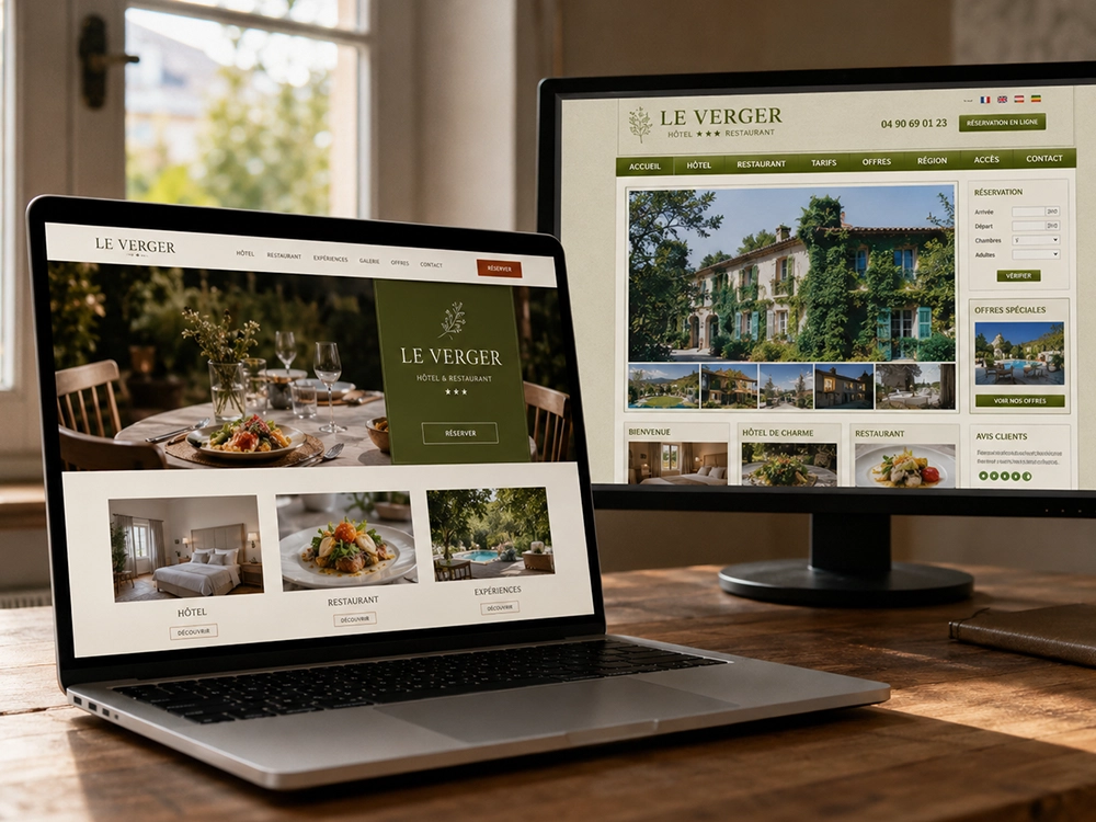 Refonte de site avant après pour un hôtel-restaurant