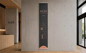 Kakémono sur mesure suspendu aux dimensions personnalisées pour cabinet d architecture