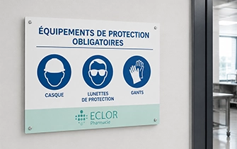 Panneaux EPI obligatoires casque gants chaussures sécurité pour site industriel