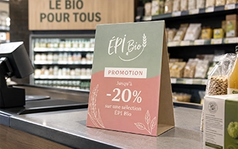 Chevalet PLV carton de comptoir pour caisse magasin et table de restaurant