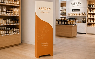 Totem PLV carton léger autoportant 180 à 220 cm pour animation magasin
