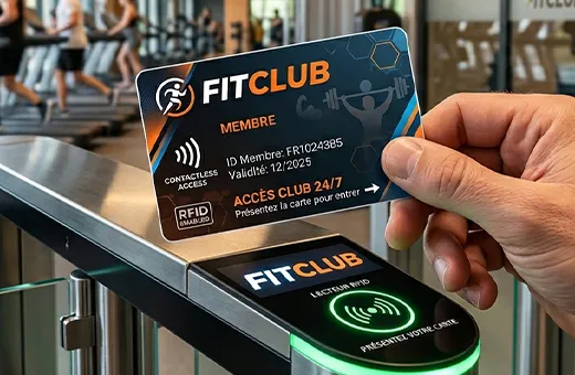 Carte de membre PVC à puce RFID pour accès locaux club et émargement AG