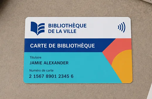 Carte PVC ICODE ISO 15693 pour bibliothèques et longue portée de lecture