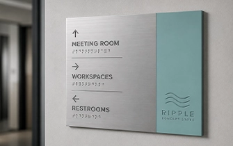 Signalétique tactile et accessibilité braille pour PMR en hall et bureau