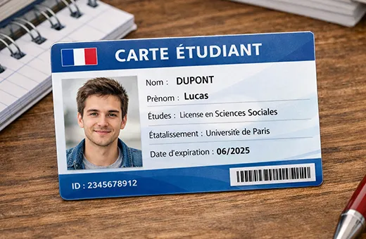 Carte étudiant PVC nominative avec photo pour université et grande école