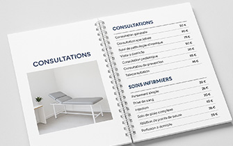 Brochure tarifs en reliure spirales avec grilles d’offres