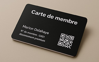 Carte de membre avec numéro d’adhérent