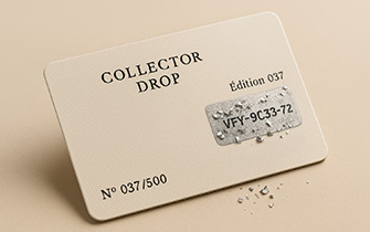 Carte avec zone grattable pour code ou offre