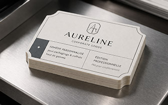 Étiquette bureautique découpée à la forme