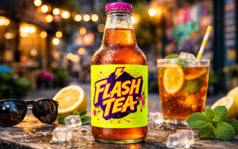 Étiquette bouteille fluorescente