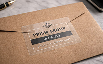 Étiquette bureautique sur support transparent