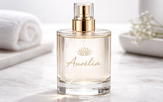 Étiquette bouteille sur support transparent