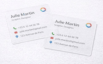 Carte de visite transparente carrée au style créatif