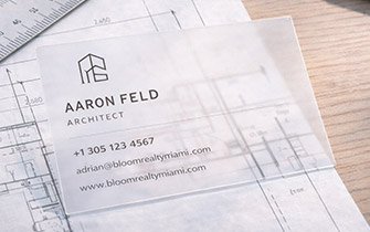 Carte de visite transparente pour architectes et métiers du design