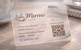 Carte de visite transparente pour commerce ou concept store