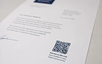 QR code personnalisé sur lettre imprimée