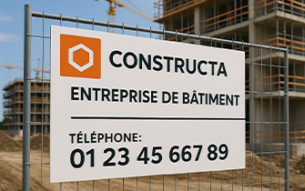 Panneaux de chantier BTP pour visibilité de marque et coordonnées