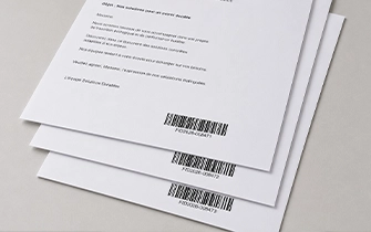 Code-barres unique imprimé sur lettre publipostage personnalisé